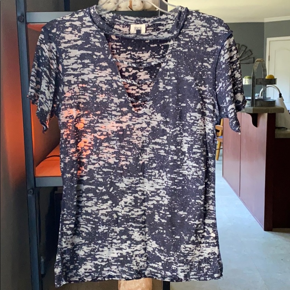 Blue and gray distressed Buckle brand shirt